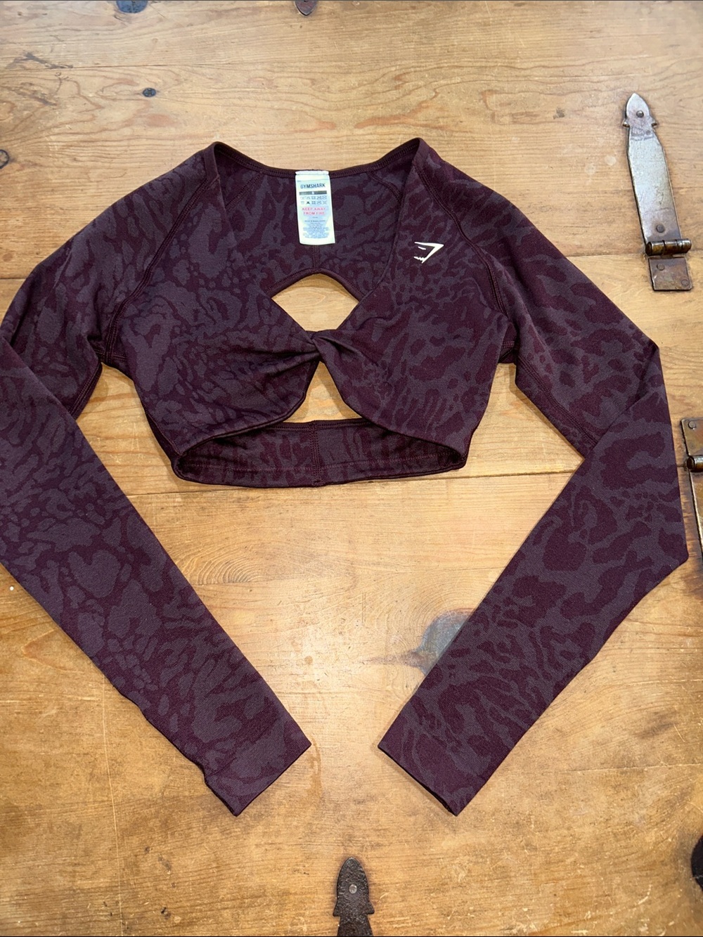 Gymshark Adapt Animal Seamless Long Sleeve Crop Top Purple Women’s Size Small - Picture 2 of 6